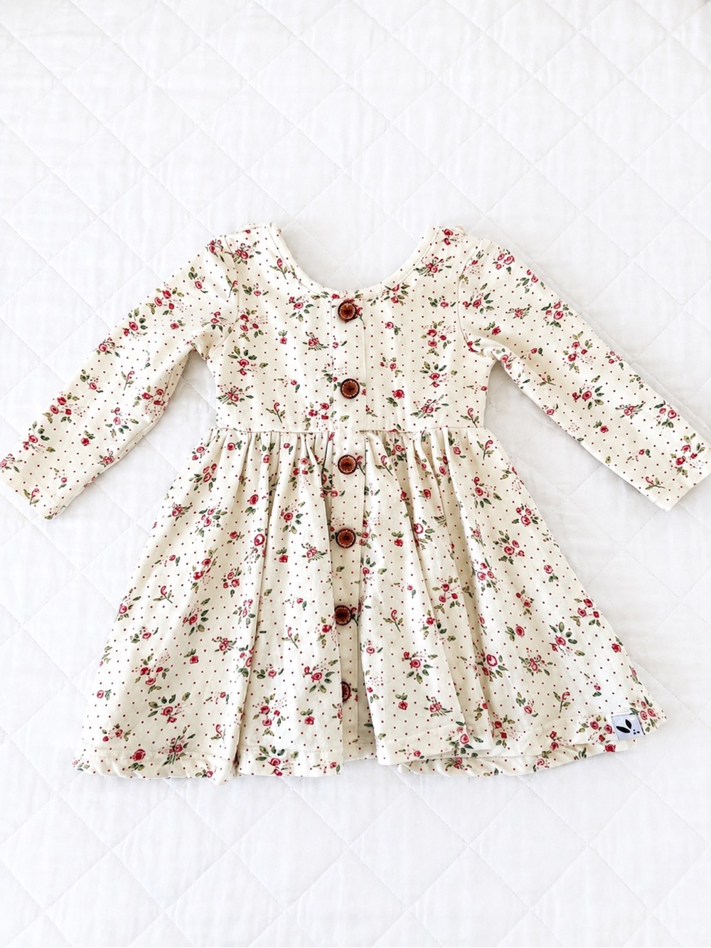 SweetHoney Girls 18M Cream Floral Long Sleeve Dress